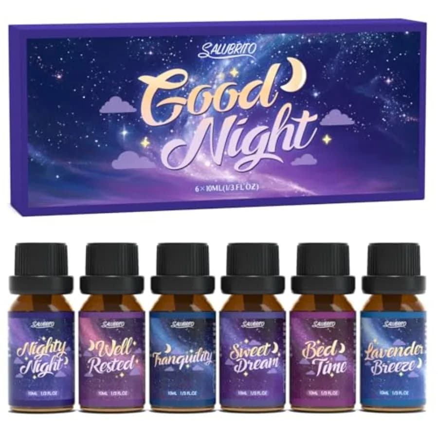 Oli profumati Good Night, set di oli essenziali premium per diffusori, sapone, candele, fragranze per la notte, per un riposo profondo e tranquillo.