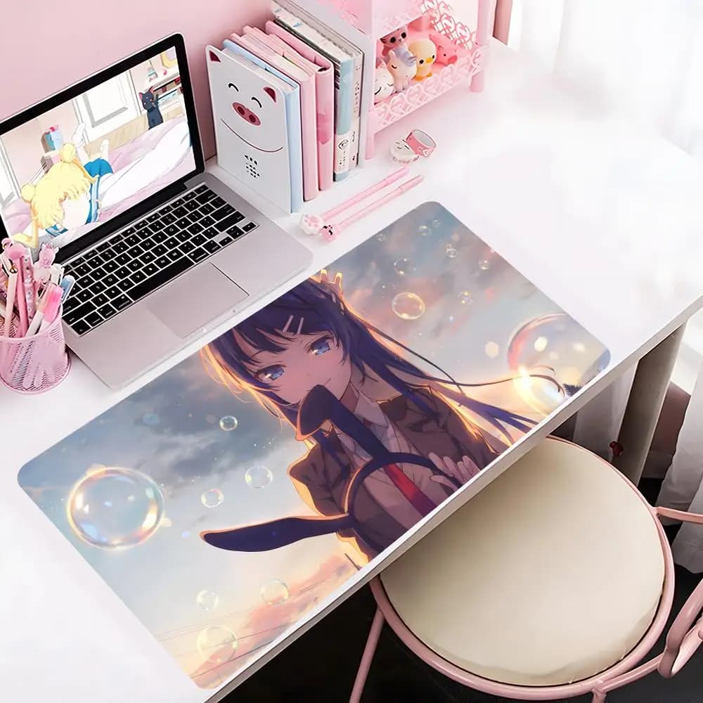 Tappetino per mouse Anime Rascal Does Not Dream, grande, da gaming, con bordi rinforzati, spesso, per tastiera e scrivania