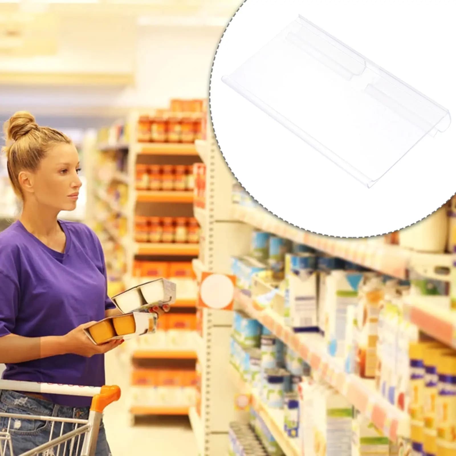 100 Pezzi Portaetichette a Doppio Gancio in PVC Resistente, Clip per Prezzi al Dettaglio per Scaffali, Espositori per Negozi e Supermercati