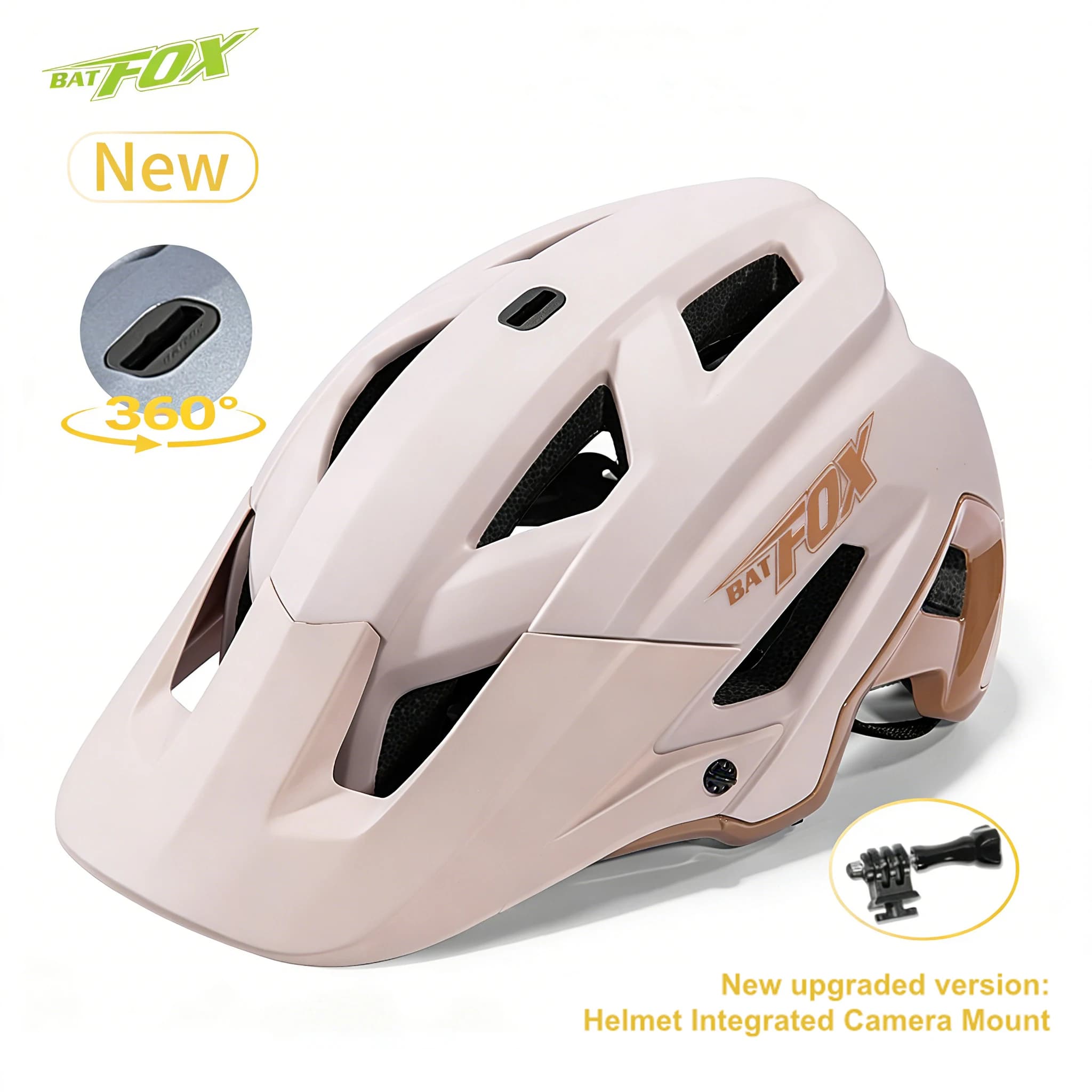 Casco da Mountain Bike BATFOX con Visiera Rimovibile, Leggero e Regolabile per Uomini e Donne, Ideale per Ciclismo e Sport all'Aperto