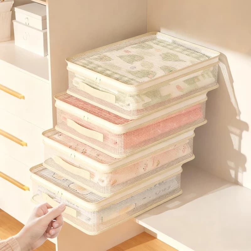 Borse portaoggetti trasparenti per organizer per armadio Set da quattro pezzi Borsa per organizer per lenzuola Armadio per camera da letto sotto la scatola portaoggetti per cassetti del letto