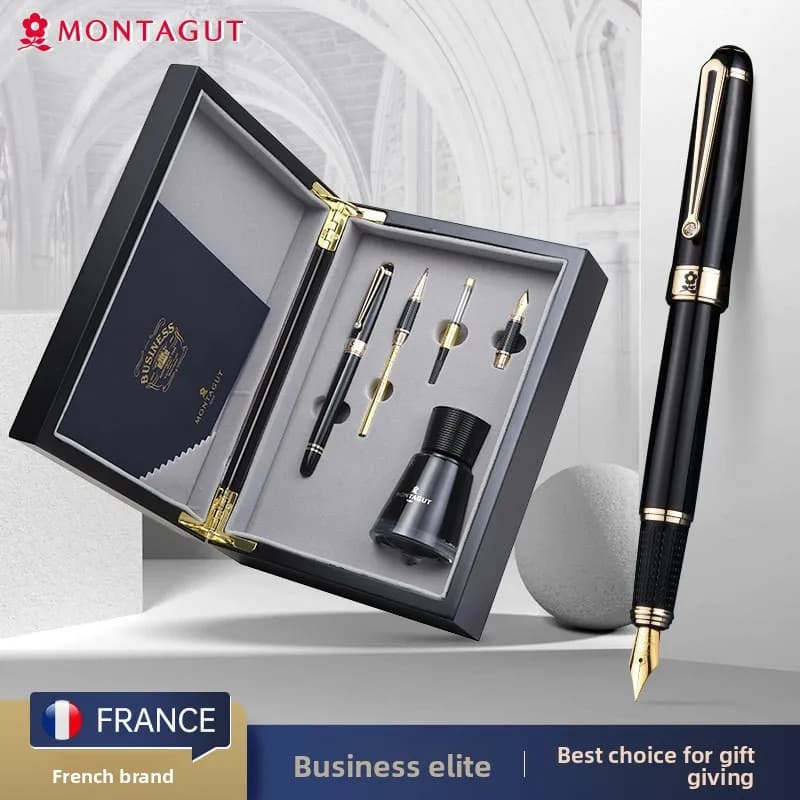 French Montagut Elite Pen Men's and Women's High-end Gift Box Set Business Office Signature Pen Calligraphy Pen