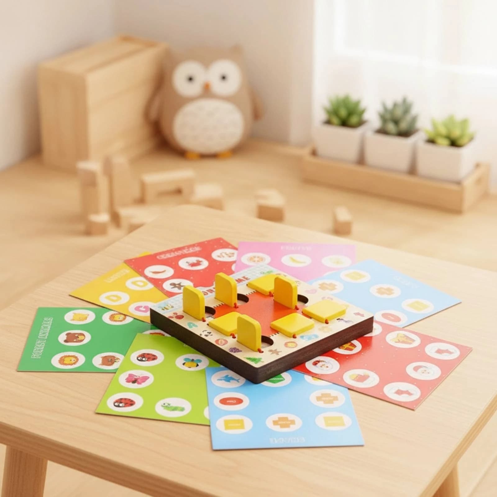 Memory Matching Board Wooden Toy Board with Flip-up Tiles Game Child-Led-Style Interactive for Preschoolers, Playroom