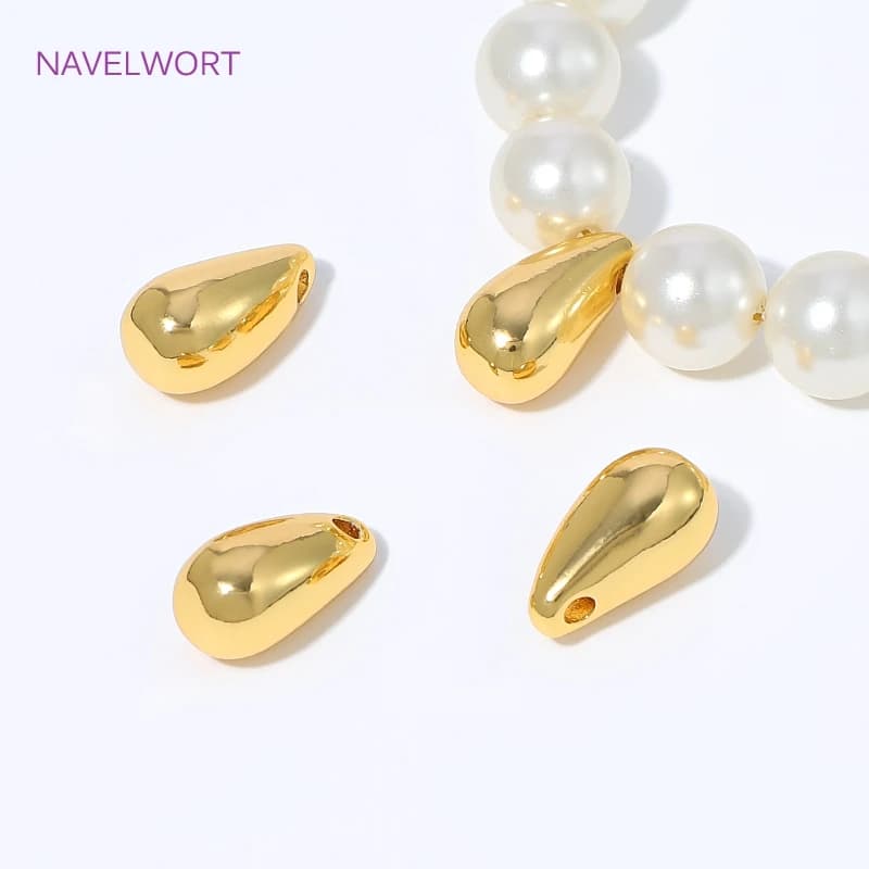 18K Gold Plated Brass Water Droplet Pendants Tail Beads,Decorative Pendants For Jewelry,DIY Earring Necklace Making Findings