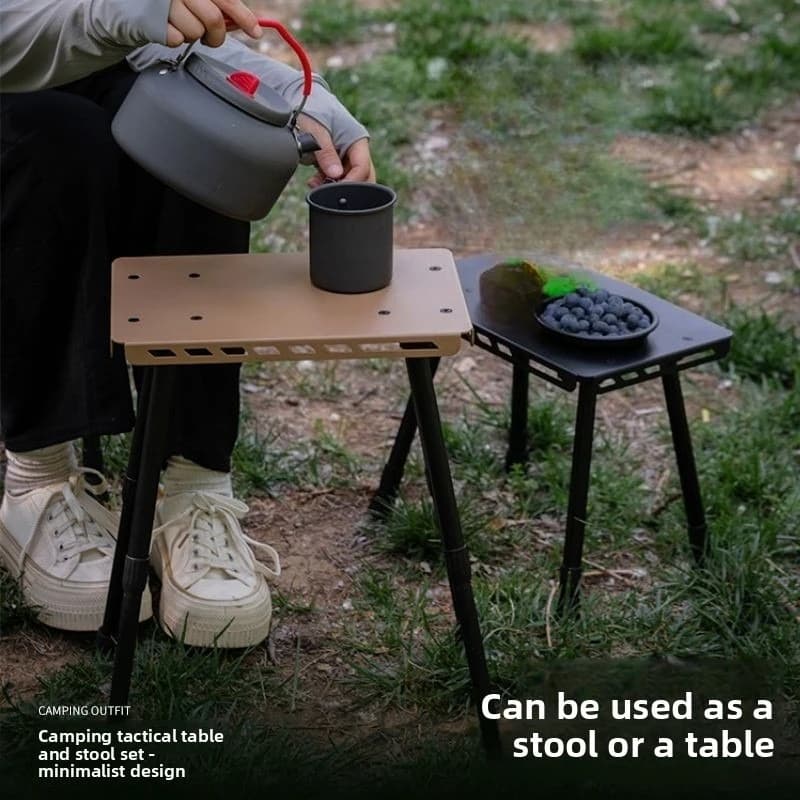 Telescopic Folding Dual‑Use Table Stool Portable Outdoor Gear for Backpack Fishing Picnic Multi‑Scene Camping Equipment