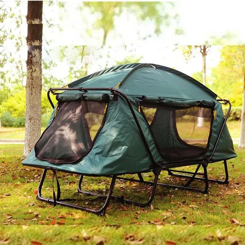 Oem Large Warm Folding 1-2 Person Camping Bed Outdoor Tents Waterproof Hiking Above Off The Ground Sleeping Bed Tent Cot
