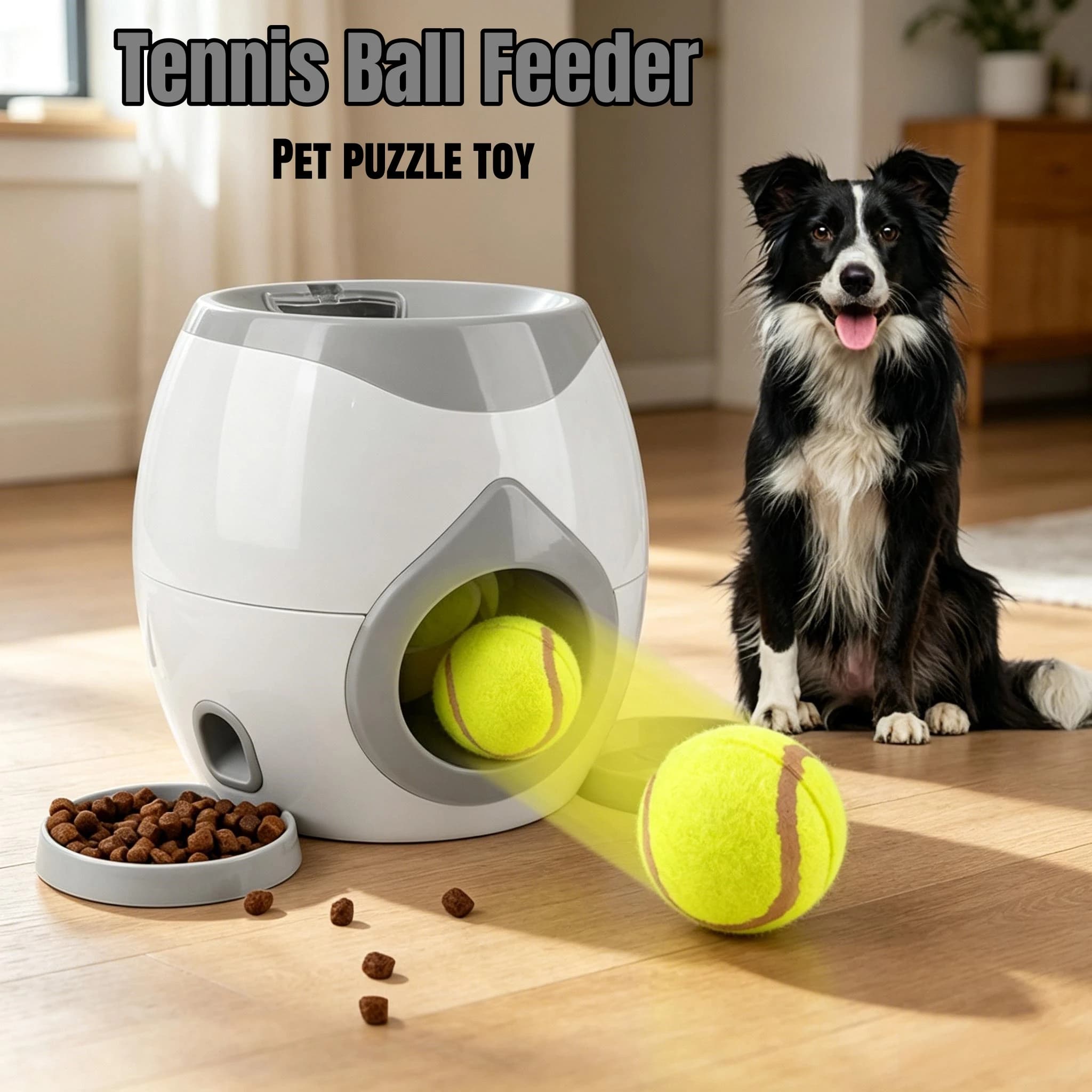 2 in 1 Dog Fun Interactive Toy Tennis Ball Launcher Pet Food Snack Reward Feeder Slow Eating Trainer Pet Supplies Puzzle Toy