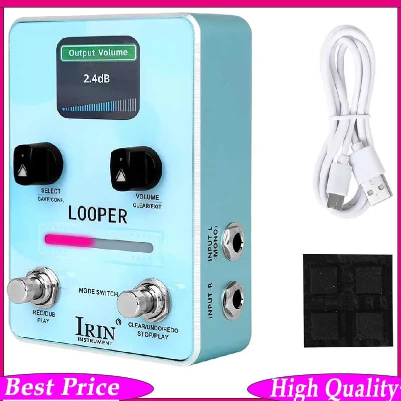 IRIN XS-02 Loop Pedal Pro - Pedale Loop con 160 minuti di memorizzazione, doppio footswitch, LED in tempo reale, hub audio USB-C per palco e studio - Dominatore