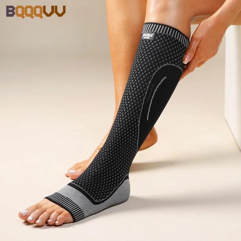 1 Pezzo Supporto Compressivo per Polpaccio Adulti, Adatto per Sport, Corsa, Basket, Protezione Polpaccio e Caviglia, Calze Aperte sulle Dita