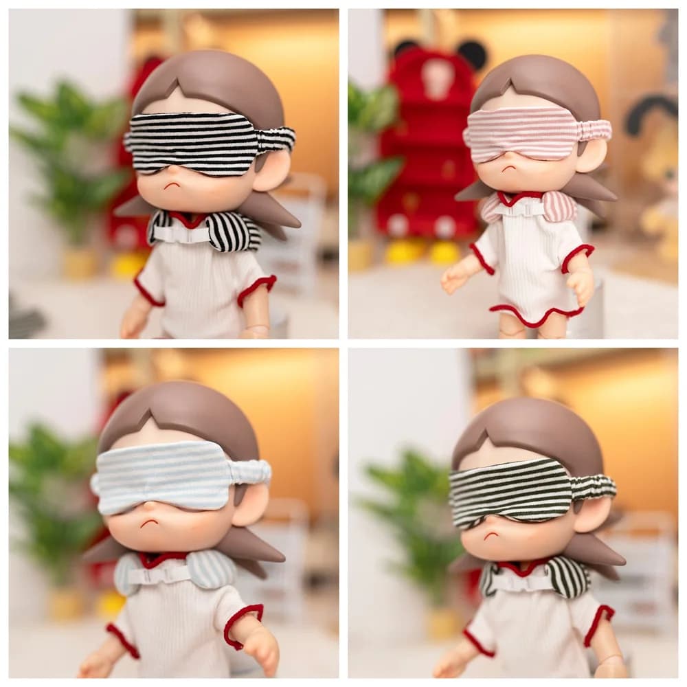 Accessori per Bambole BJD Zsiga da 20cm 1/8, Maschera per Occhi a Righe da Viaggio, Cuscino a U, Miglior Regalo Fatto a Mano