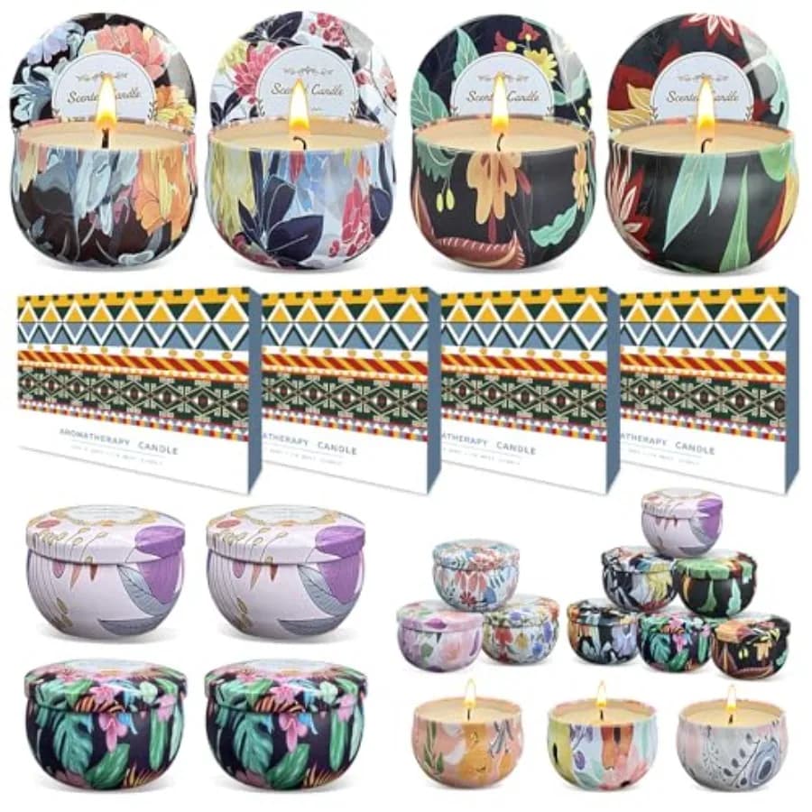 Set Regalo di Candele Profumate, 48 Pezzi in Barattoli da Viaggio in Cera di Soia da 2,5 OZ, per la Casa, per la Mamma, per Natale, Decorazione Profumata per la Casa