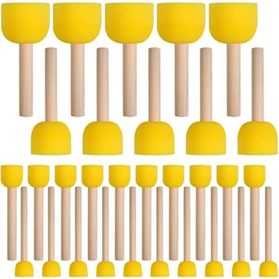 30 Pcs Round Sponges Brush Set, Round Sponge Brushes for Painting, Paint Sponges for Acrylic, Painting Tools for Arts and Craft