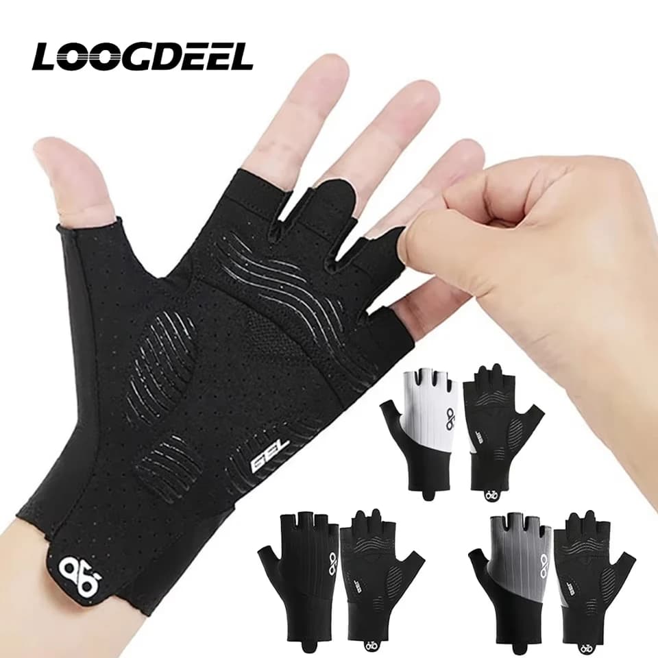 LOOGDEEL Breathable anti-slip cycling gloves for men and women, half fingers summer cycling gloves with shock absorption