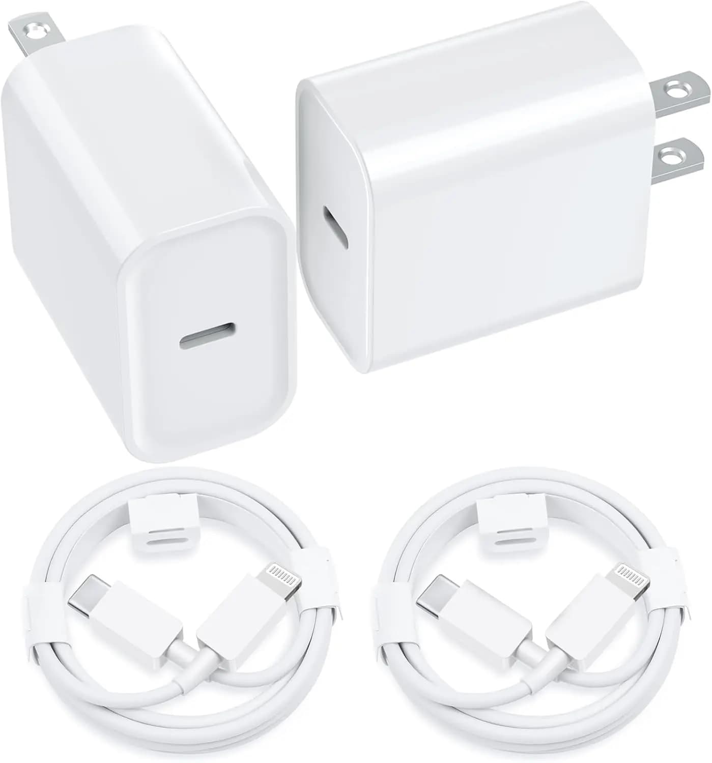 Caricabatterie da Muro Type C a Ricarica Rapida, Confezione da 2, con Cavi USB C a Lightning da 1,8 m per iPhone 14/13/12/11/X/SE/AirPods