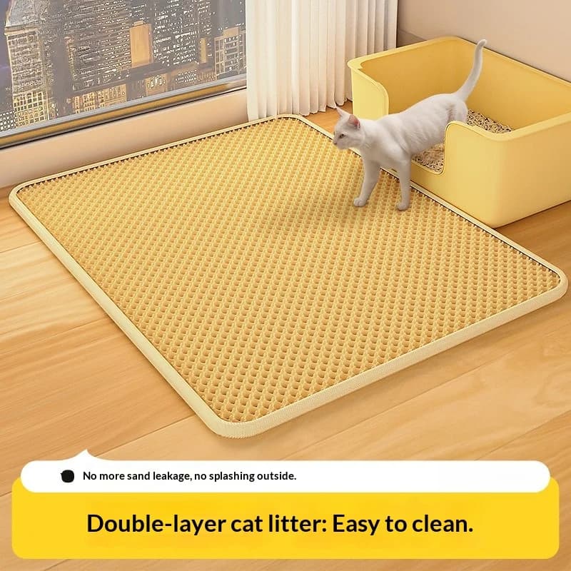 Washable Cat Litter Scatter Mat Honeycomb Grid Structure Non-Slip Waterproof Base Litter Box Mat for Pet Families Household pet