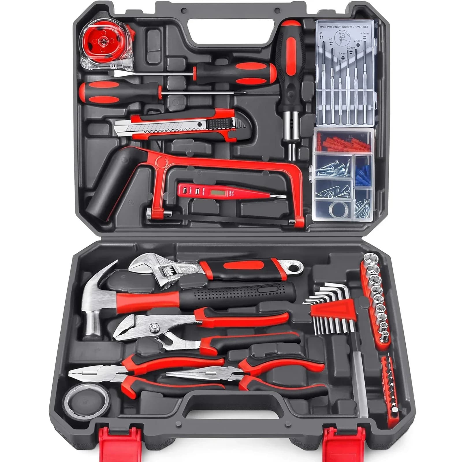 39/45pcs Hardware Household Hand Tool Kit Set Household DIY Hand Tool Kit Saw Screwdriver Hammer Tape Wrench Pliers