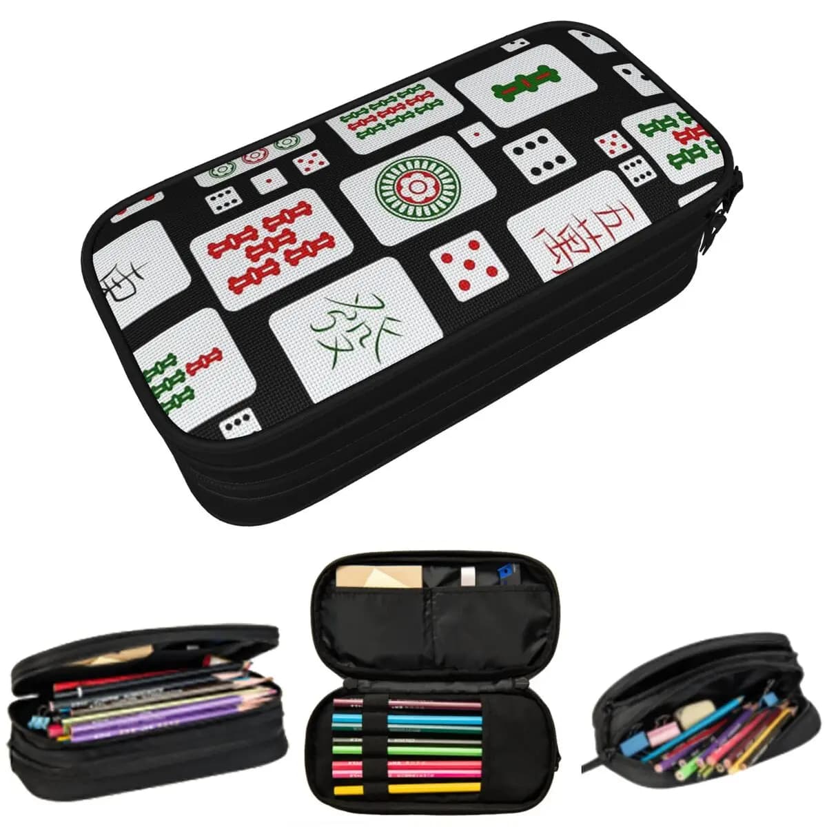 Astuccio per matite a forma di tessere Mahjong per bambini, portapenne per la scuola, astuccio per cancelleria, portaoggetti per penne
