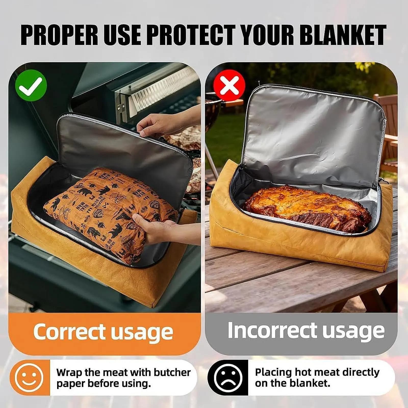 Coperta per BBQ per Riposare la Carne, in Tessuto Oxford Marrone, Borsa Termica Riutilizzabile, Set di Accessori per Barbecue per Feste e Grigliate