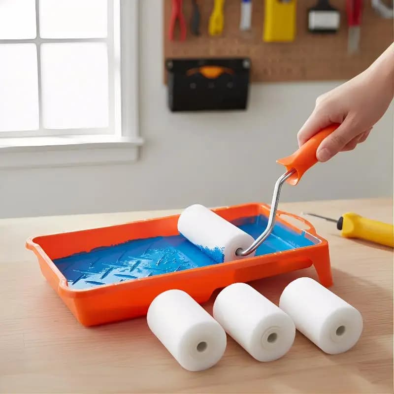 Kit Rullo per Pittura da 2 Pollici, 6 Rulli in Schiuma e Vassoio per Dipingere Telai di Finestre e Lavori di Finitura su Mobili