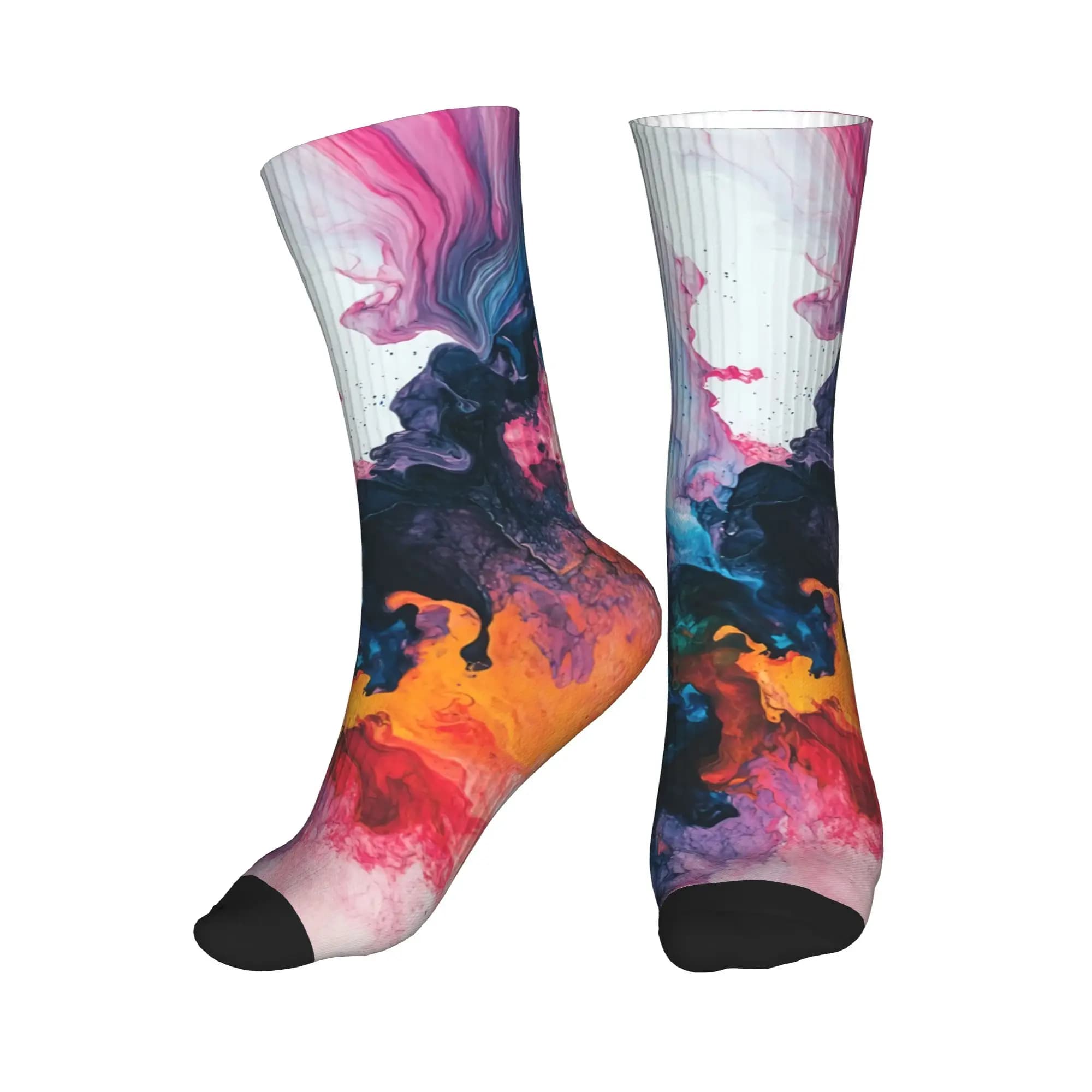 Calzini colorati con motivo astratto liquido per uomo e donna, calzini caldi e alla moda