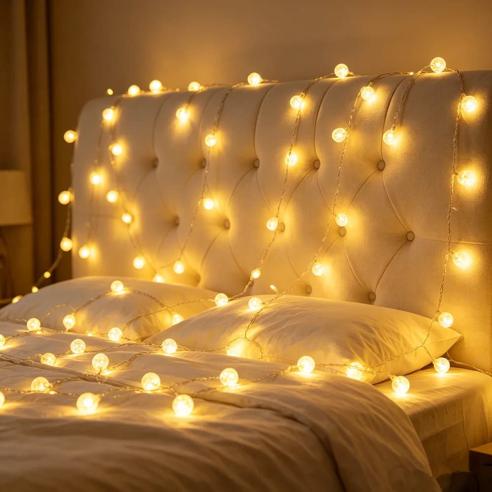 Luci a LED per interni, luci a stringa a bolle, luce dorata per matrimoni, feste, decorazioni per la casa, funzionamento a batteria