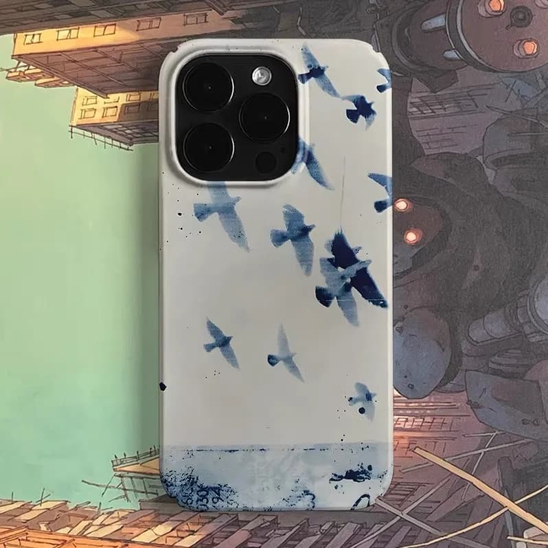 Gray Toned Sky Bird Phone Case for IPHONE 17 Air 16E 15 PROMAX 14 Plus 13 12 MINI 11 PRO 16Plus XR XA MAX SE Acrylic Phone Cover