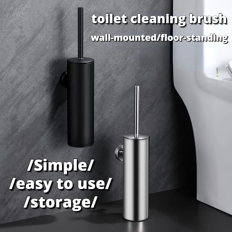 304 Porta scopino verticale nero opaco Strumento di pulizia in acciaio inossidabile Set di scopini per WC montati a parete Accessori per il bagno