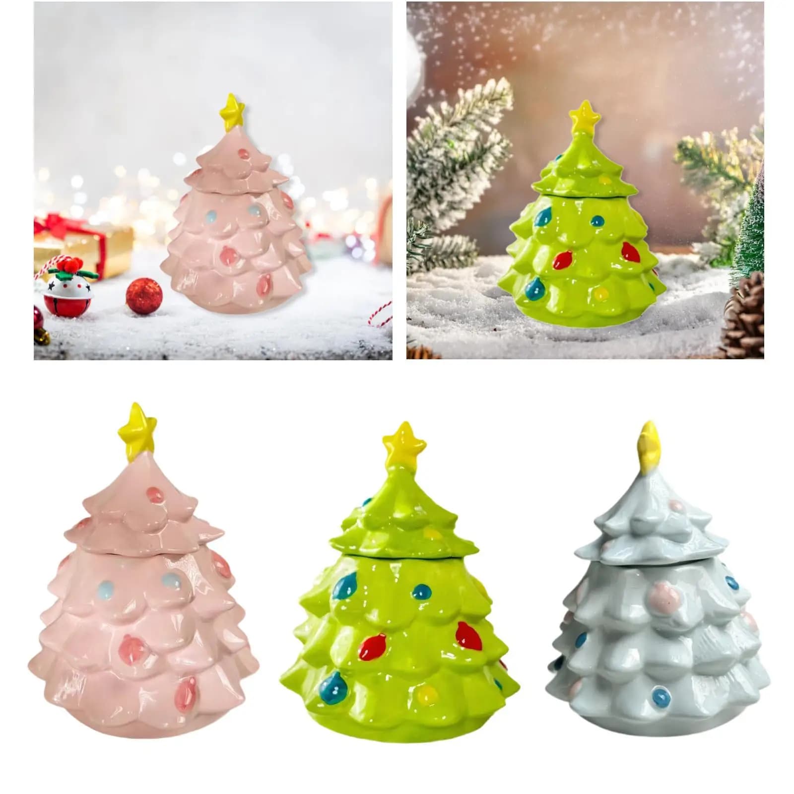 Barattolo per Caramelle a Forma di Albero di Natale, Contenitore Carino per Dolci e Biscotti, Scatola Regalo per Casa, Feste, Capodanno