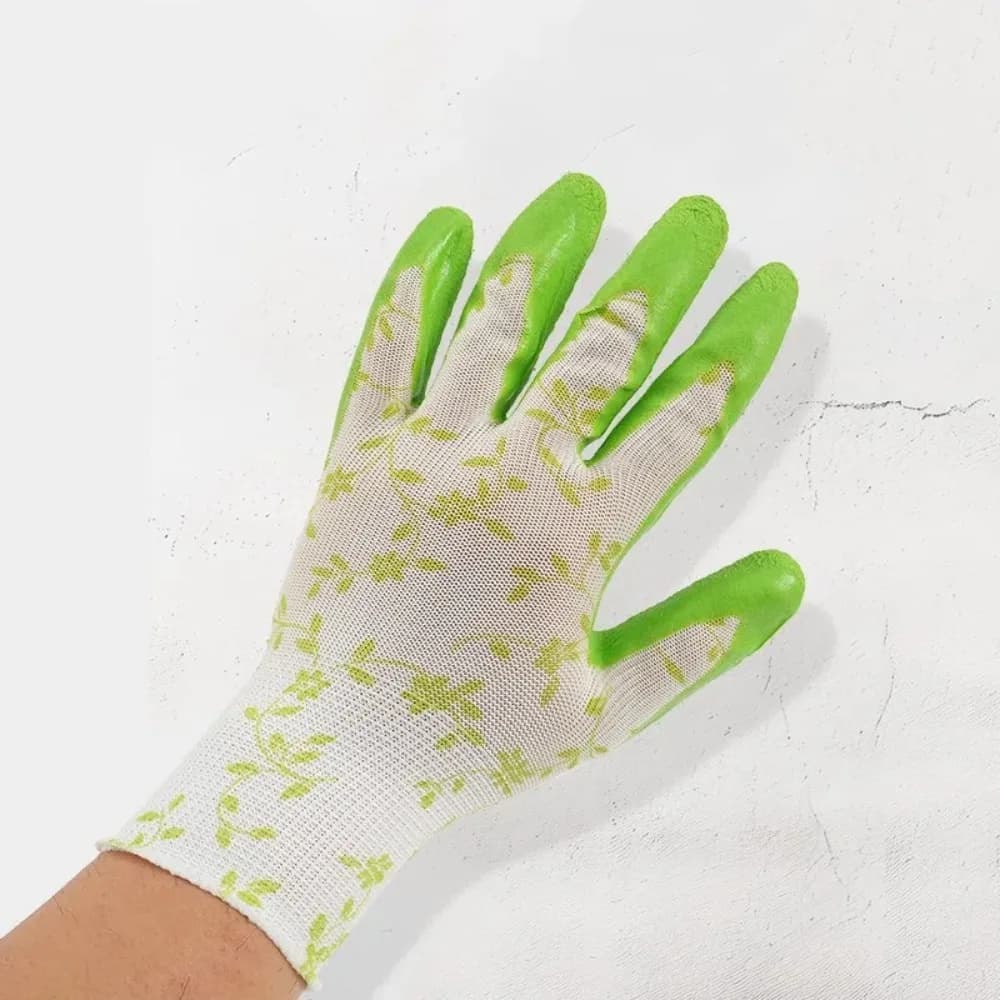 3 paia di guanti da giardinaggio durevoli e traspiranti, comodi guanti in schiuma di lattice stampati, guanti da lavoro flessibili leggeri per le donne