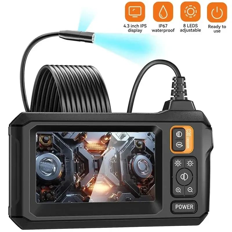 Industrial Endoscope Camera 8mm HD1080P IPS Screen 4.3 inch camera for 1080P tube inspection for auto repair IP67 waterproof 8 leds