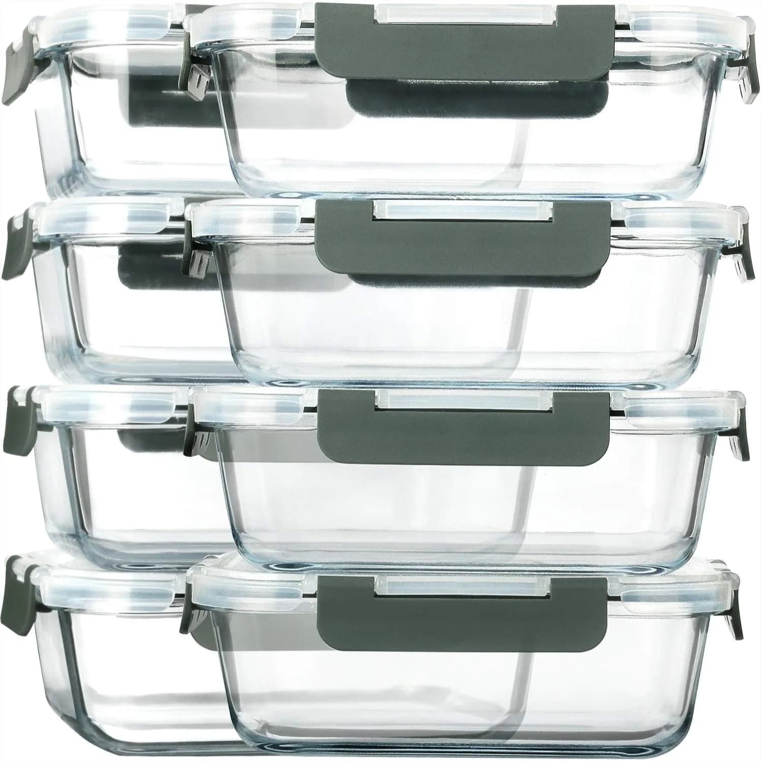 Contenitori in Vetro da 30 oz per Preparazione Pasti con Coperchi Ermetici, Set da 8 per Microonde, Forno, Congelatore e Lavastoviglie