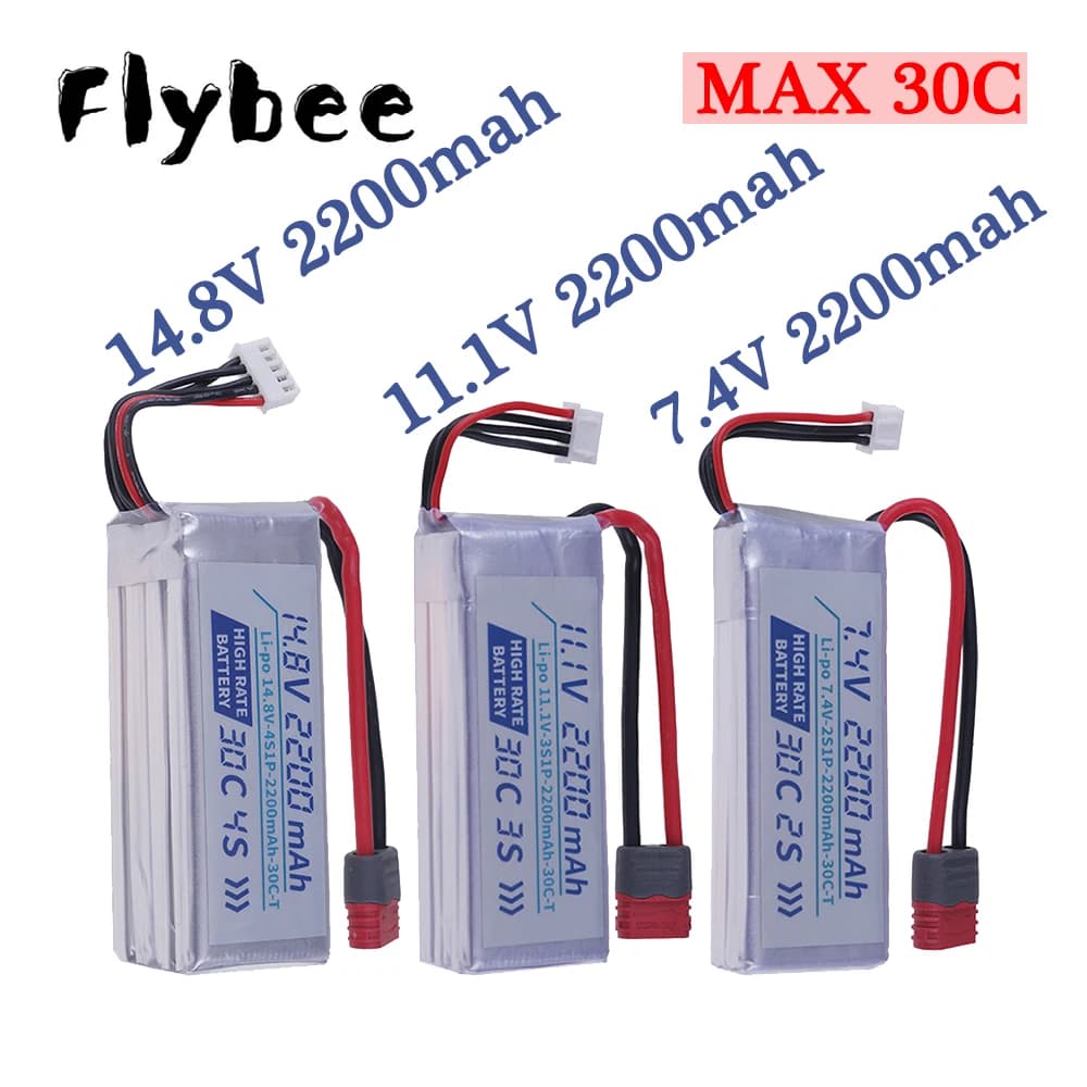 Batteria Lipo 2S 3S 4S 7.4V 11.1V 14.8V 2200mAh 30C BATTERIA AD ALTA TASSO Per RC Racing Car Drone FPV Elicottero Quadcopter