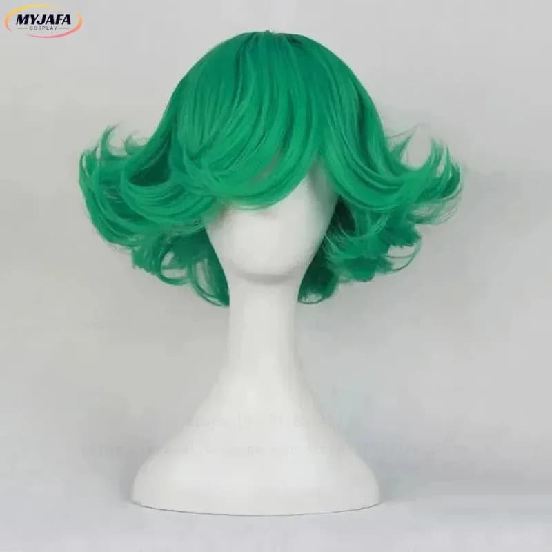 ABC123Anime Senritsu no Cosplay Tatsumaki Wig 30cm Short Curly Green Heat Resistant Synthetic Hair Anx;3,f'6,h.7;j
