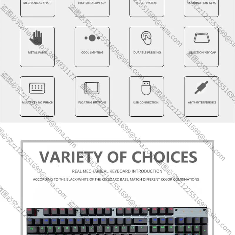 Suitable for Crack K660 Mechanical Keyboard USB E-sportsGame Blue Axis 104 Key GameOffice, Wired Mechanical Keyboard