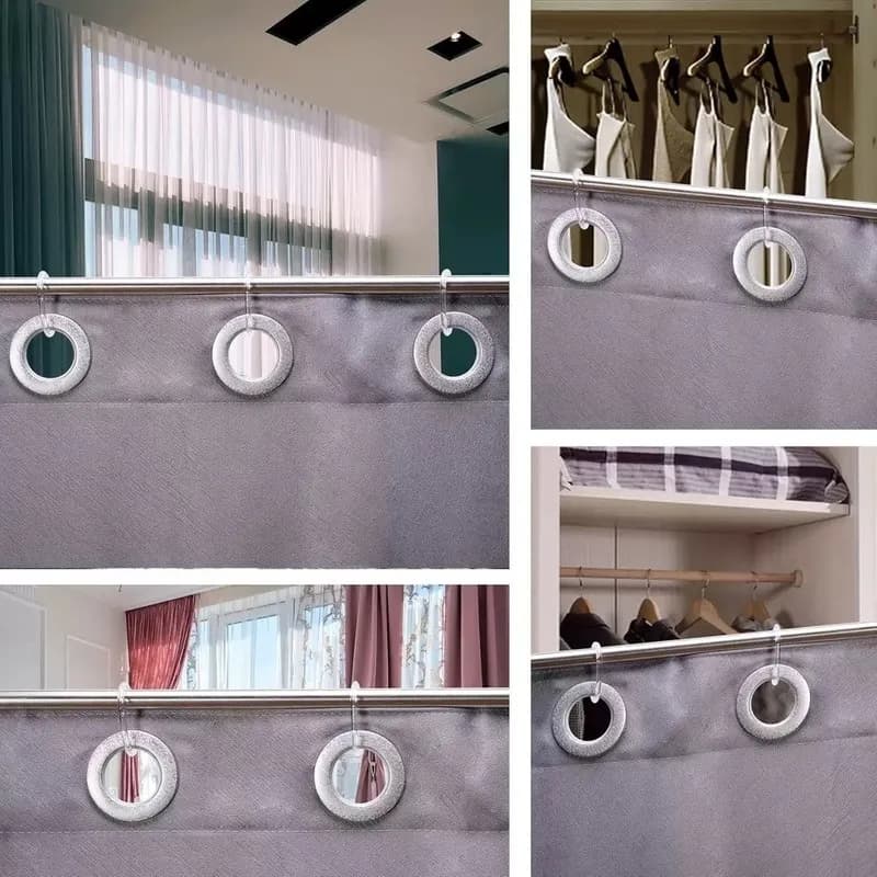 Anelli per tende da doccia a forma di C da 81 pezzi, trasparenti, resistenti, antiruggine, facili da installare, accessorio elegante e ordinato
