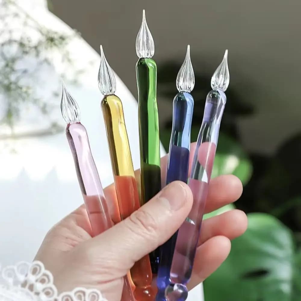 Back To School Transparent Glass Dip Pen Calligraphy Reusable Dipping Pen Vintage Signature Glass Fountain Pen Students