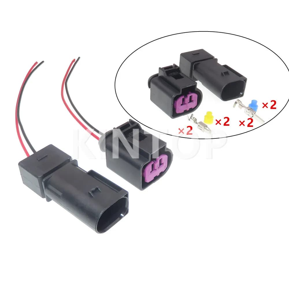 1 Set 2 Pins Car Motor Wiring Waterproof Socket AC Assembly with Terminal 1J0973772 Car Replacement Connector Accessories