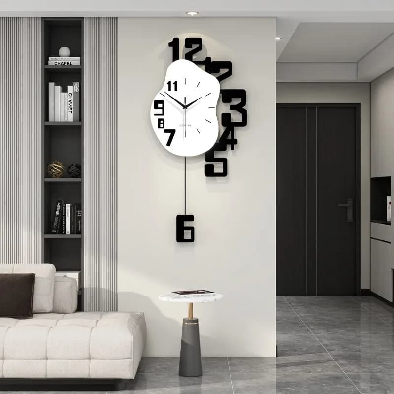 Orologio da Parete di Lusso per Soggiorno, Moderno e Semplice, Decorazione Digitale Silenziosa con Pendolo, Decorazione Creativa per la Casa