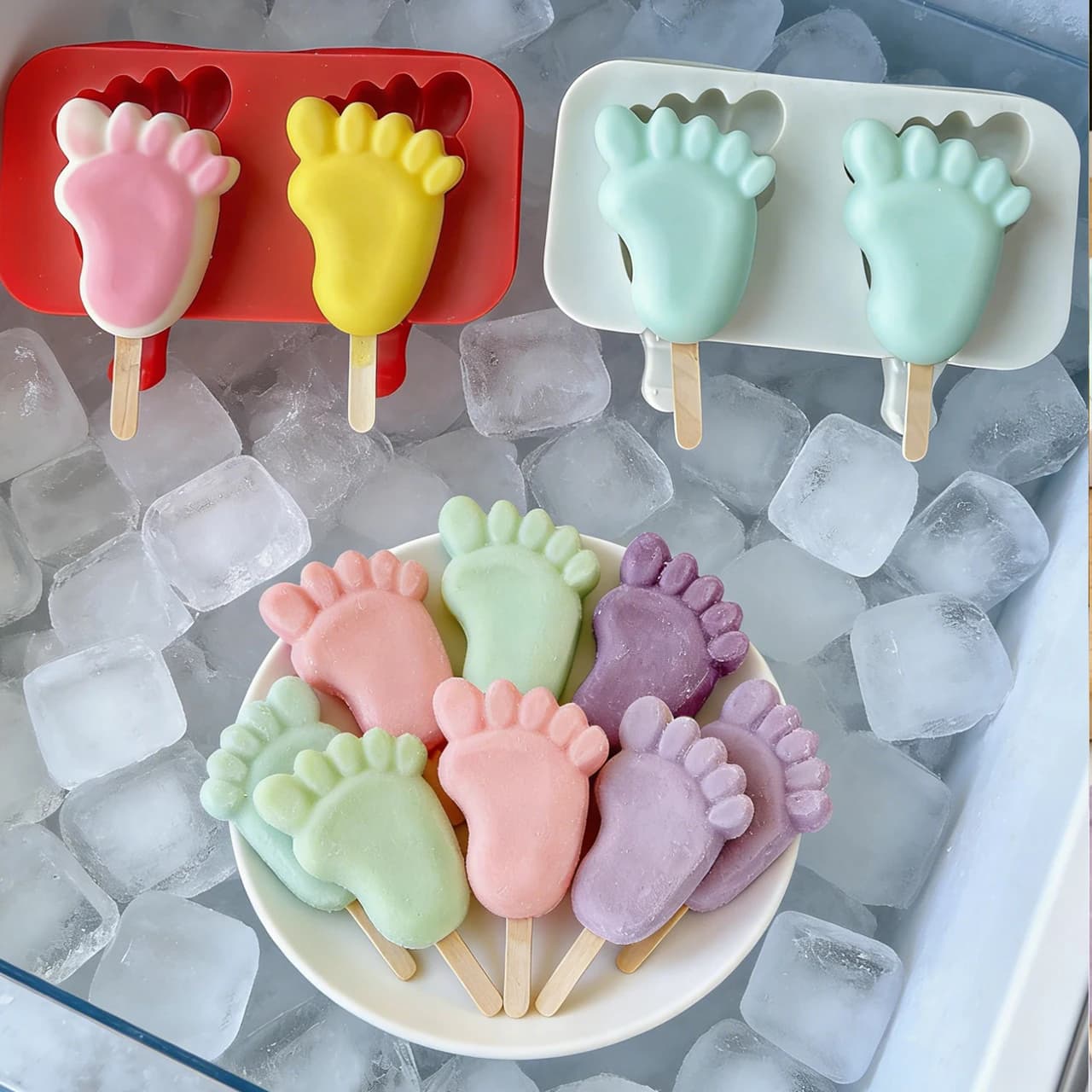 3D Footprint Paw Ice Cream Popsicle Silicone Mold DIY for Homemade Frozen Yogurt Chocolate Baking Craft Kitchen Tool