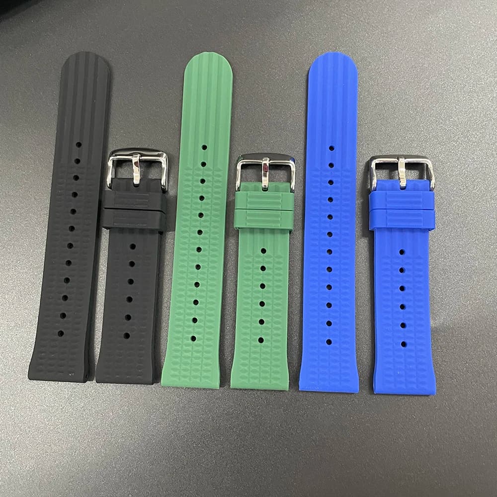 SD2102 Nero Verde Blu 20mm 22mm No Logo Morbido cinturino in silicone waffle per orologi subacquei uomo STEELDIVE