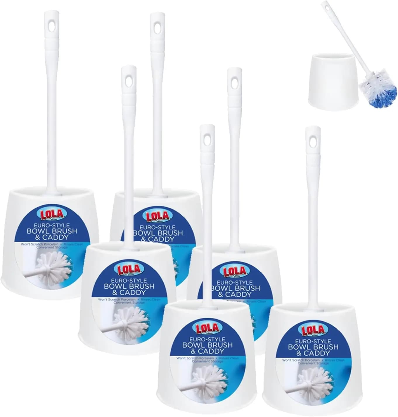 Set di 6 Spazzole per WC con Supporto Salvaspazio, Setole Resistenti per Pulizia Profonda