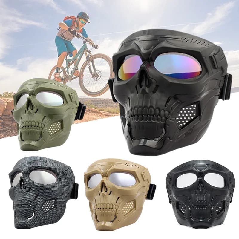 Maschera Teschio per Moto con Occhiali Antivento, Occhiali per Sport all'Aperto, Maschera Tattica Antivento per Moto, Occhiali Tattici per Casco