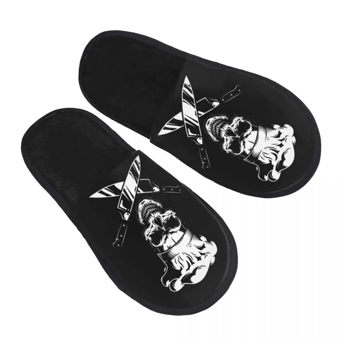 Pantofole da donna personalizzate con teschio pirata e croce, in memory foam, comode, da cucina, da spa, slip-on