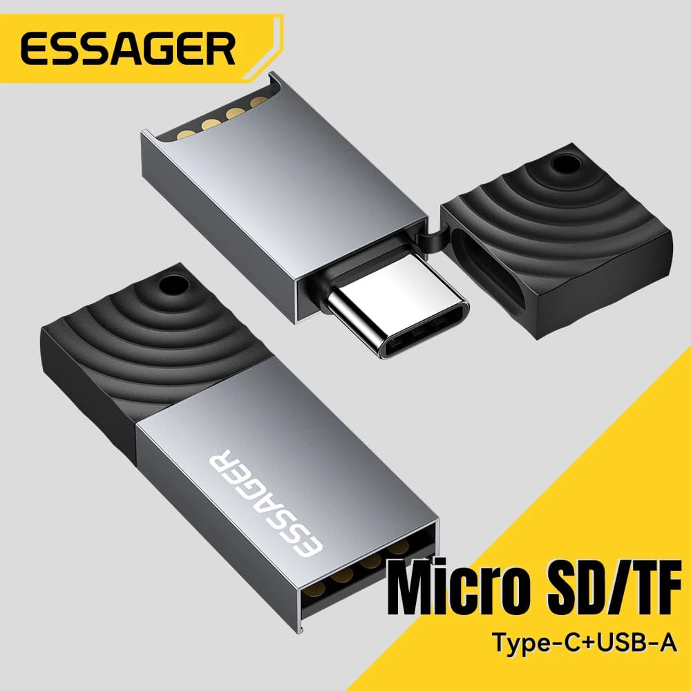 Essager Lettore di schede USB 2 in 1 Lettore di schede da USB a Micro SD TF per computer Accessori per laptop Lettore di smart card Lettore di schede SD