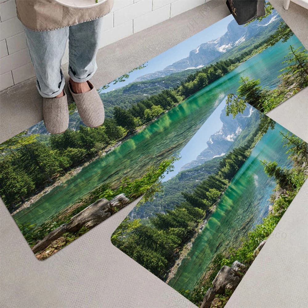 Landscape pattern Non-Skid Soft Rug - Anti-Slip Kitchen Absorbent & Washable, Perfect for Laundry, Entrance & Floor Mat,Rugs
