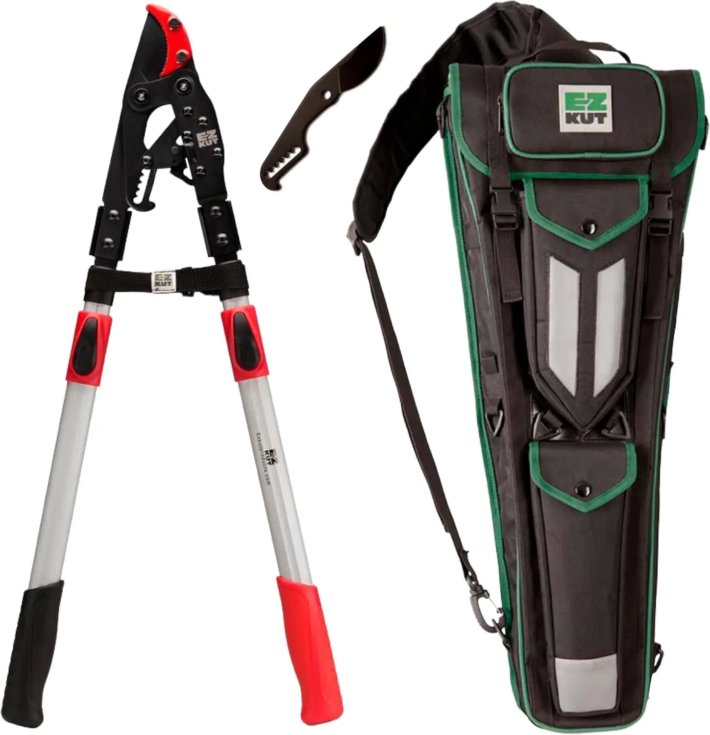 Tree Trimming Combo Kit – Includes 42" Extendable Ratcheting Lopper + Sling Pak Sheath + Bonus Replacement Blade – Heavy Duty Garden Tools Set, Pruning Shears for Thick Branches (Green Pack)