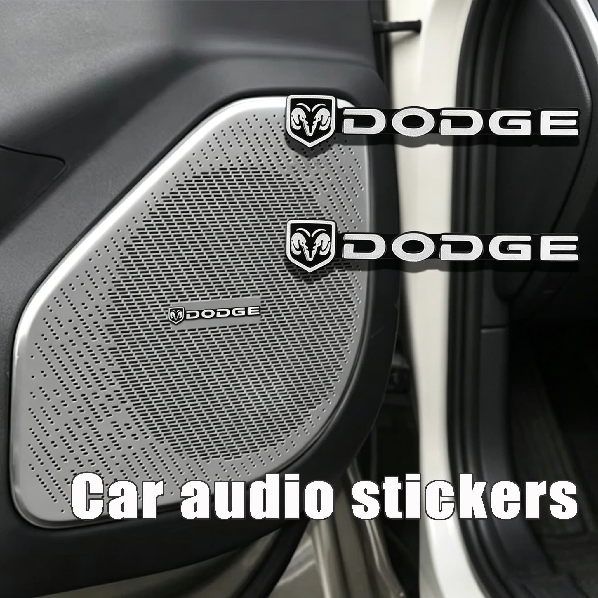 2/4Pcs Car Interior Speaker Audio Sticker Decals Decoration For Dodge Durango Caliber Dakota Neon SXT Nitro Avenger Dart SRT Ram