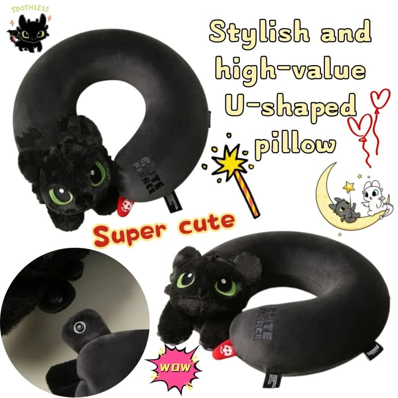 Cuscino a U Portatile da Viaggio a Tema Anime Dragon Taming Master - Protezione Collo Cartoon Senza Denti - Regalo di Grande Valore Estetico