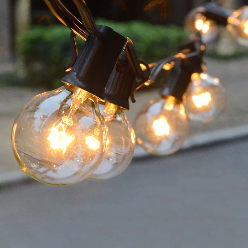 G40 25 pezzi lampadina a stringa luce incandescente al tungsteno E12 base portalampada per stringa luce festa casa decorazioni natalizie