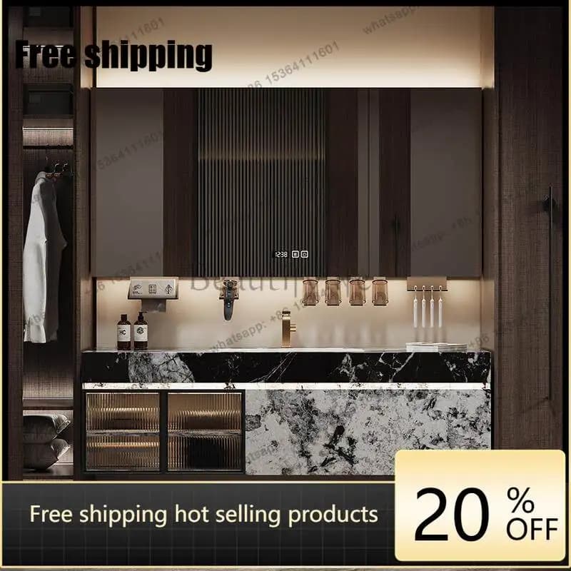 LJY Mirror Organizer Bathroom Cabinet Partitions Skincare Space Saver Dressers Cupboard Wall Sink Archivadores Trendy Furniture